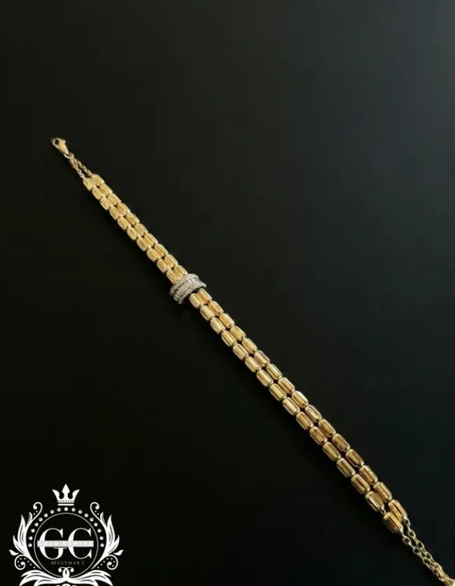 Çift Sıra Altın Baget Detaylı Bileklik - Karşıyaka İzmir Kuyumcu Gold Center Süleyman Pırlanta