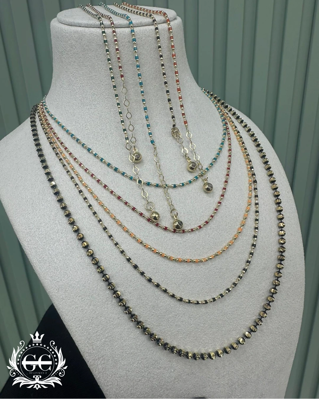 Çoklu Renkli Boncuklu Dorika Altın Kolye - Karşıyaka İzmir Kuyumcu Gold Center Süleyman Pırlanta