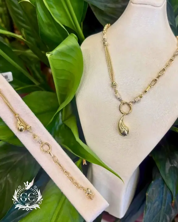 Modern Altın Damla Kolye Seti