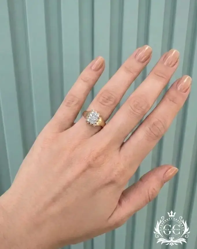 Sarı Altın Pırlanta Cluster Yüzük - Karşıyaka İzmir Kuyumcu Gold Center Süleyman Pırlanta