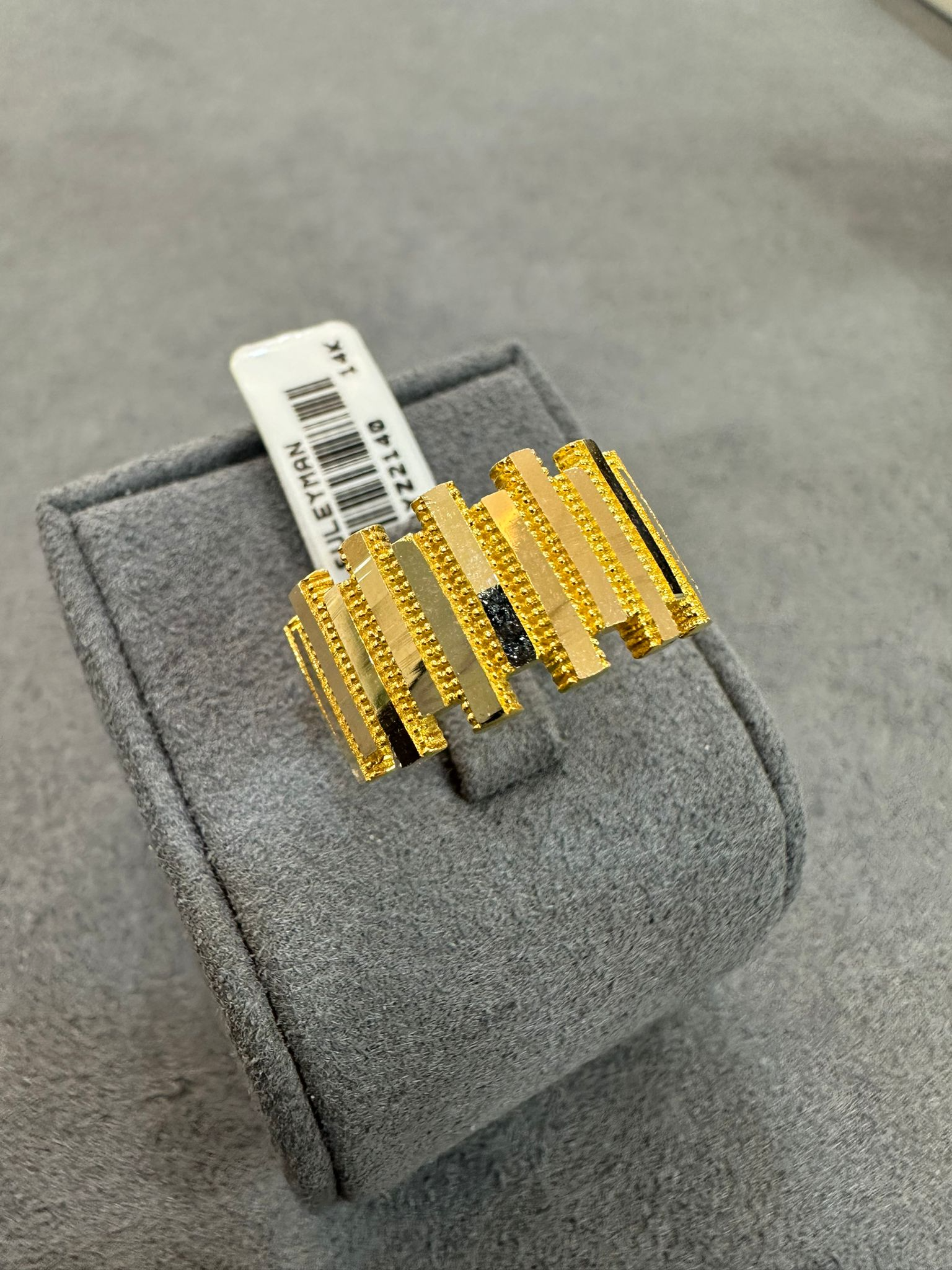 14 Ayar Altın Çubuk Desenli Yüzük - Karşıyaka İzmir Kuyumcu Gold Center Süleyman Pırlanta