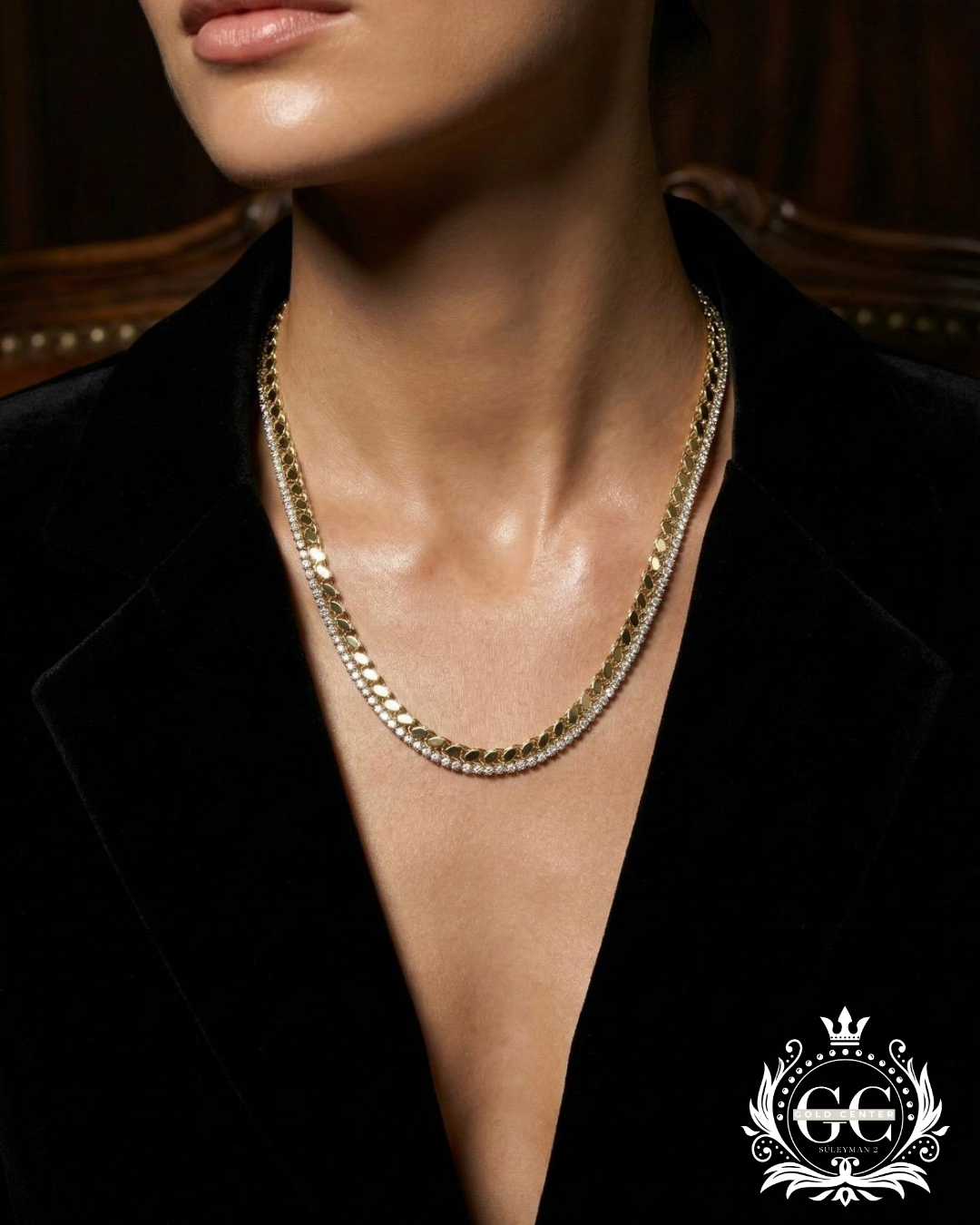 Lüks Altın Pırlanta Zincir Kolye - Karşıyaka İzmir Kuyumcu Gold Center Süleyman Pırlanta