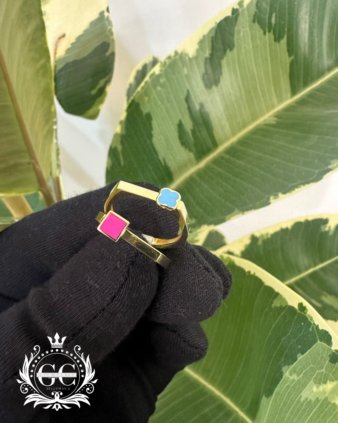 Pembe Mavi Yonca Mineli Ayarlanabilir Yüzük - Karşıyaka İzmir Kuyumcu Gold Center Süleyman Pırlanta